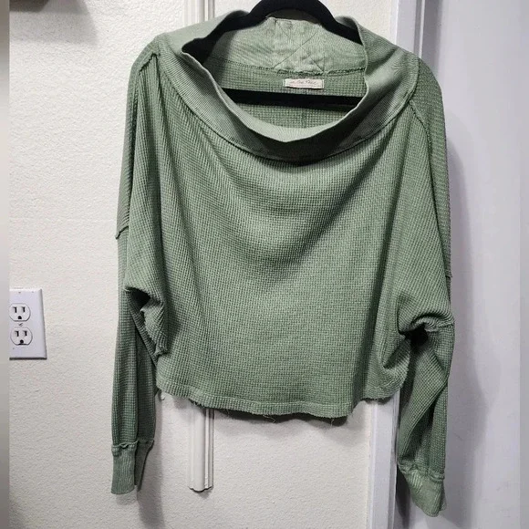 Free People WE THE FREE Women's Close To You Waffle Knit Top Sz XS Boho Festival - Picture 5 of 8